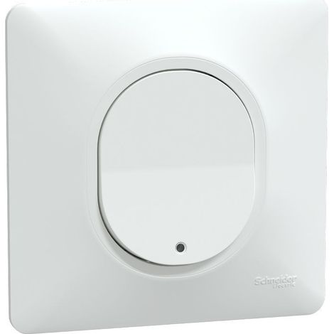 Schneider Electric – Poussoir lumineux 10AX S321276 – LED bleu 250V – Blanc – Griffe – Plaque finition rénovation – Certifié NF (1/3)