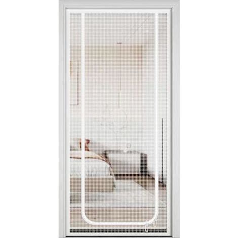 Rideau de porte anti-chats avec fermeture éclair - maille résistante, protège des chats et des insectes, facile à installer Blanc (yh) Blanc 90x200cm Blanc (1/5)