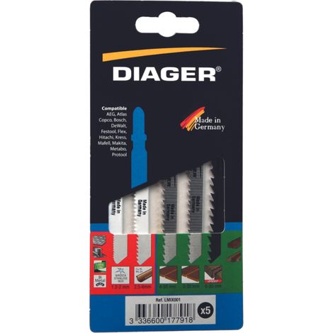 Assortiment de 5 Lames de Scie Sauteuse Bois/Métal