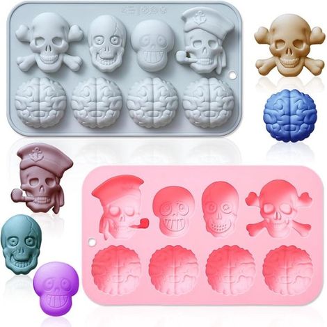 Lot de 2 moules en silicone - Formes 3D Halloween - Pour fondant, gâteaux, chocolat, bonbons, mousse et savon artisanal (1/5)