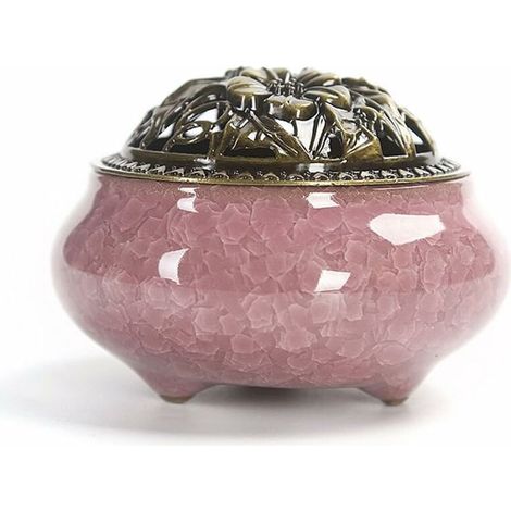 Brûleur D'encens en Céramique, Style Classique Brûleur D'encens avec Porte-encens en Laiton Calebasses et Couvercle en Métal, Accessoire Décoratif pour la Maison(C) (1/5)