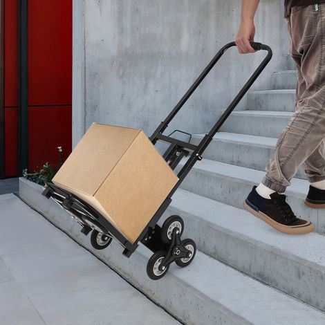 YISSALE-10-rädriger Treppentransportwagen, Tragkraft 150 kg, Wagen stapelbar, Treppenwagen, Farbe schwarz. (1/5)