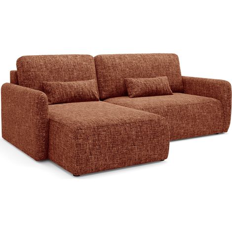 Sofá Cama con Chaise Longue Pagno, Almacenaje, Reclinable, Reversible, 207x148 cm Naranja Oscuro