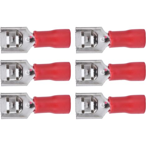 100 FDD2250 Flachstecker (weiblich), Isolierhülse, optimale Leitfähigkeit, für Kabelquerschnitte von 1,5–2,5 mm², rot, 100er-Packung (1/5)