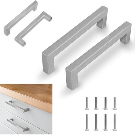 silberne Griffe, 128 mm Mittenabstand, Edelstahl für Küche, Schränke, Schubladen. (1/5)
