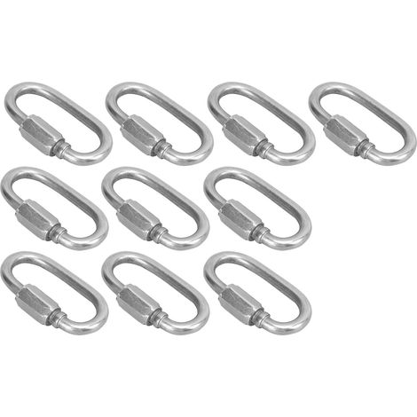 10 mousquetons de sécurité M5 à maillon rapide en acier inoxydable haute résistance, avec vis de verrouillage en forme de D (1/5)