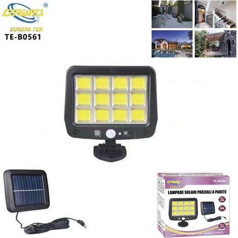 FARETTO 12 LED COB 24W ESTERNO PANNELLO SOLARE SENSORE MOVIMENTO CREPUSCOLARE 61 (1/2)