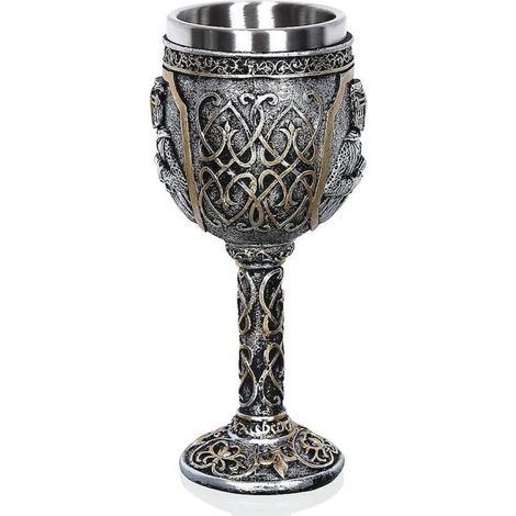 Verre, gobelet médiéval, acier inoxydable et résine, motifs décoratifs, 250 ml (1/5)