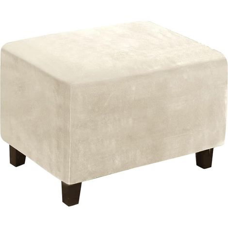 1x Housse De Pouf, Velours Extensible Beige, Protection Complète, Pour Salon Et Décoration Intérieure