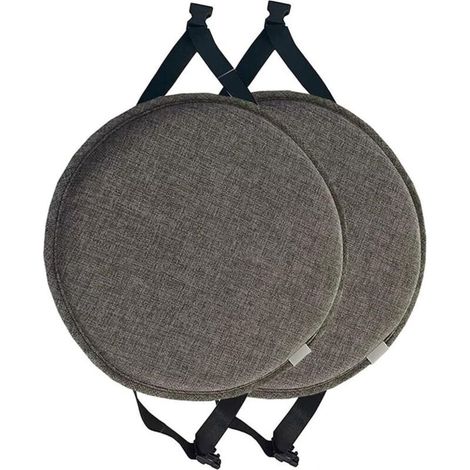 Lot De 2 Coussins De Chaise Ronds avec Attaches,Galette De Chaise for Tabouret Haut,Coussin De Siège Rond for Salle À Manger,Cuisine Et Bureau(Dark Grey,40cm(Pack of 2)) (1/4)