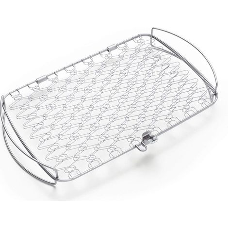 Weber support pour poisson, légumes et panier 46 x 28 cm - en acier inoxydable - Retournement facile - compatible lave-vaisselle - argent (6471) (1/2)