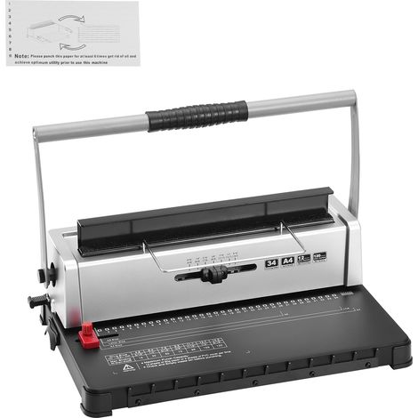 Mophorn – Machine à relier manuelle en spirale – 34 trous pour 120 feuilles – Dos de reliure réglable 3/16' à 9/16' – Formats lettre, A4, A5