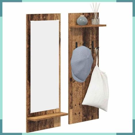 874529 Porte-manteau mural avec étagère Bois ancien 70 x 10 x 90 cm (1/5)