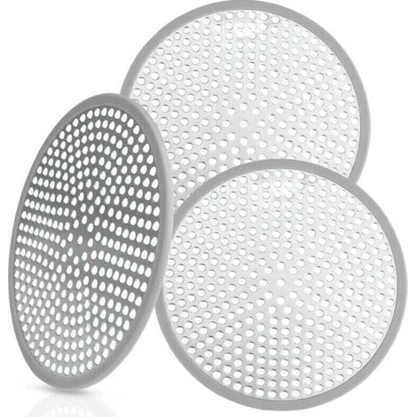 Lot de 3 filtres de (gris) vidange en acier inoxydable pour baignoire, cuisine, salle de bain, douche