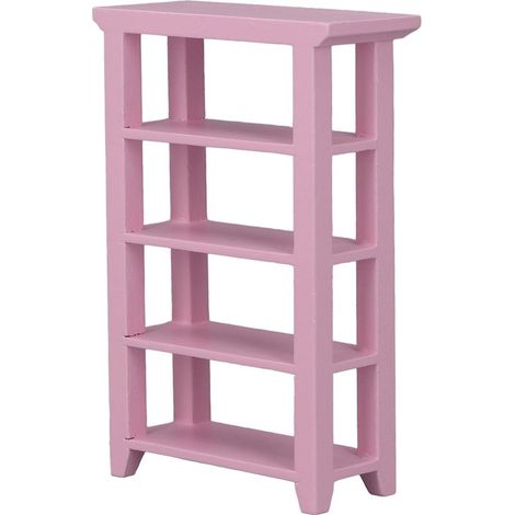 Étagère miniature en bois 4 niveaux, meuble de décoration rose pour maison de poupée échelle 1:12. (1/5)
