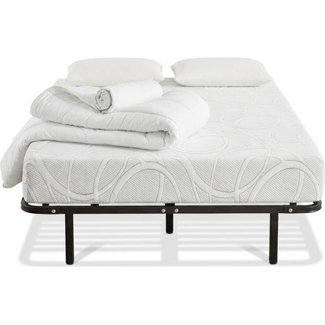 Prêt-à-dormir EUPRAXIE avec Cadre à lattes, Couette, Oreillers et Protège-matelas90x200 (1/5)