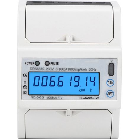Compteur électrique monophasé 4P DIN rail DDS6619-014, affichage LCD, compteur d'énergie électronique. (1/5)