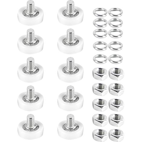 Lot de 10 roulettes de tiroir de 19 mm en Plastique Pom, Roues de Rechange pour poulie de tiroir, roulement de Petite poulie avec écrous pour Caisse de Meubles (1/5)