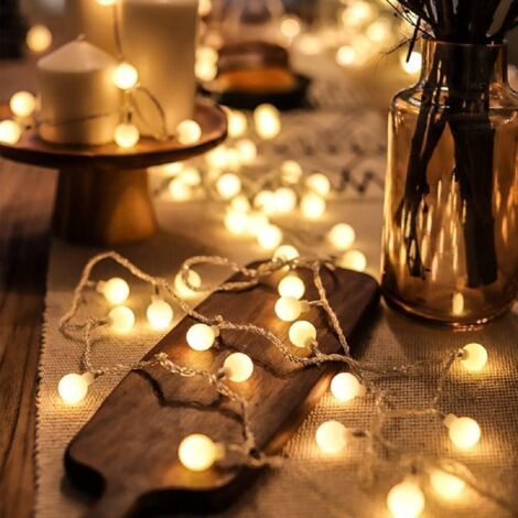 Guirlande de 200 lampes LED sphériques, 20 mètres, lumière blanche chaude, guirlande féerique, adaptée pour chambre, terrasse, mariage, fêtes et décoration de Noël intérieure et extéri (1/4)