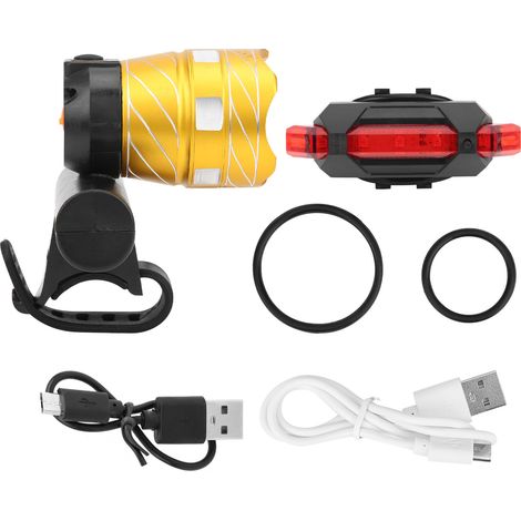 Wiederaufladbarer Fahrradscheinwerfer und blinkendes Rücklicht per USB, Fahrradsicherheitsausrüstung