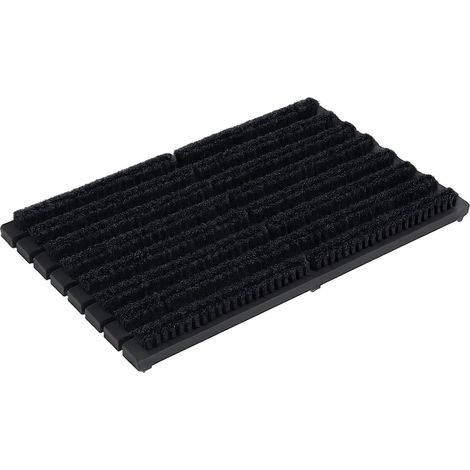 Relaxdays Grille gratte-pieds en bois, antidérapant, brosses en plastique, pour intérieur et extérieur, noire (1/5)