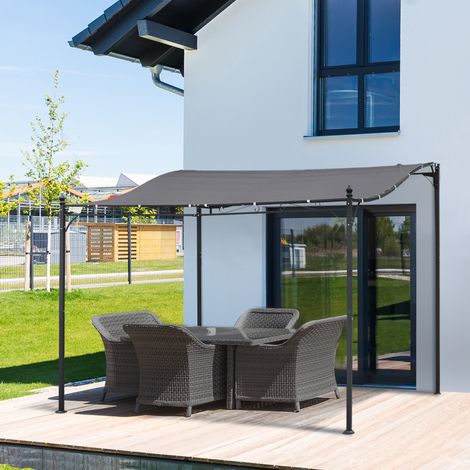 Tente pergola en métal grise 297x297cm pour terrasse balcon abri de jardin tonnelle
