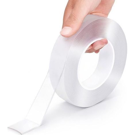 Ruban adhésif double face, ruban mural multi-usages très résistant de 5 m, ruban de montage amovible, ruban gel transparent résistant réutilisable, ruban pour affiches, articles ménagers. (1/4)