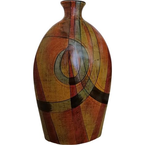 Vaso etnico porta fiori piatto in ceramica centro tavola per piante decorazione casa soggiorno idea regalo (1/5)