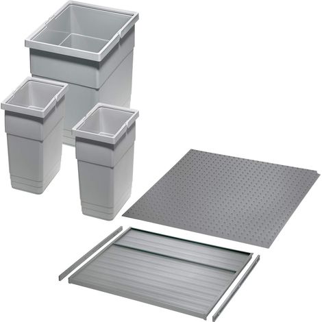 Ninka Abfalltrennsystem eins2vier KB 450 mm (2 x 6L / 1 x 13,5L) alugrau für Seitenstärke 16 mm (1/5)