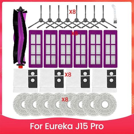 Kit d'accessoires de rechange pour aspirateur robot Eureka J15 Pro : filtres HEPA, brosses latérales, balai-serpillère () (1/5)