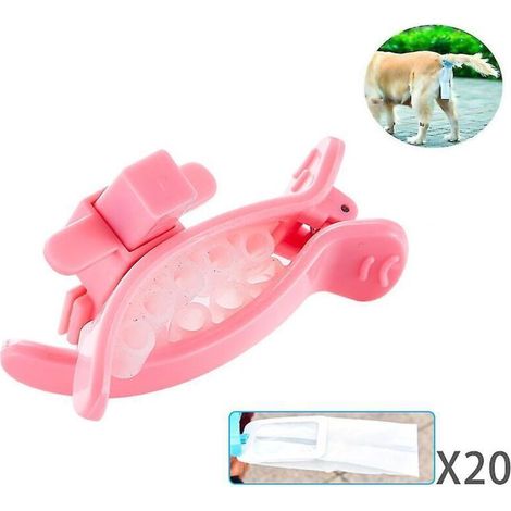 Ramasse-crottes portable pour chien, idéal pour les voyages, avec fixation étanche pour toilettes, rose (9,5 x 6,8 cm)