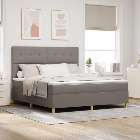 LED Boxspringbett mit Matratze Taupe 180x200 cm Stoff vidaXL (1/5)