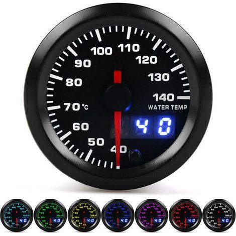 BAFOVY Gauge de Température de l'eau, Compteur de Température d'eau de 52 Mm avec Affichage LED de 7 Couleurs, Universel pour les Voitures 12V, Fourni avec un Capteur 1/8-27 NPT et un Harnais de. (1/5)