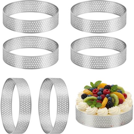 Set of 6 Stainless Steel 430 Perforated Tartlet Moulds Diameter 8 cm (1/5)