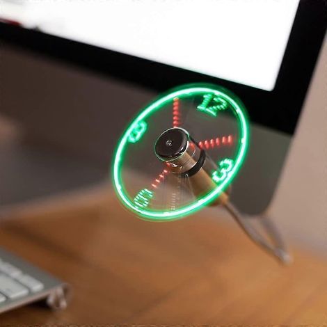 Flexible USB fan with LED time display and plug and play flexible gooseneck (1/4)