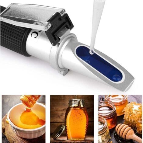 HHTEC apiculteurs Réfractomètre de Miel 58-90% brix 10-33% d'eau humides Sucre pour déterminer la teneur en Sucre de Miel Huile végétale Sirup Melasse
