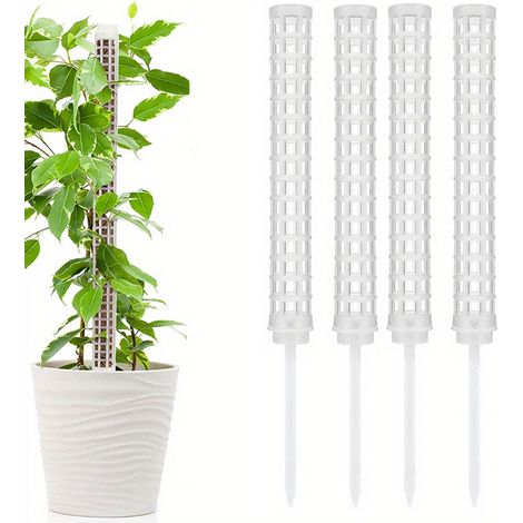 Plateau de plante de tige de mousse en plastique, 4 pièces Monstera Trellis, plantation de jardin Support de plante Ivy, blanc (1/5)