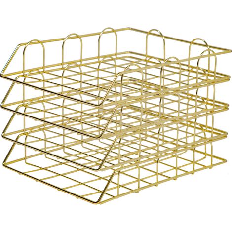 4 Fächer Metall Briefablage A4 Papierablage Schreibtischablage Lagerregale Gold Dokumentenhalter