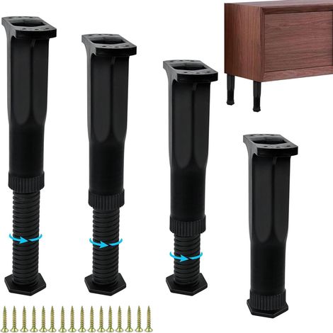 (4 Stück) Möbelfüße, verstellbare Möbelfüße 16–28 cm, Schwarz, universelle Tischbeine für Büro, Küche, Schrank, Sofa, Tisch (1/5)