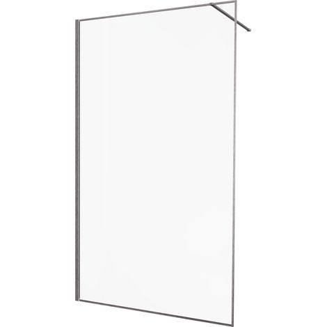 KINEDO - Paroi Douche Solo Design+ - Verre 6 mm Traité Anti-Calcaire - Profilé & Cadre Fin Aluminium Finition Graphite Brossé - Fabriquée en France - L.120 x H.200 cm - Verre Transparent (1/5)