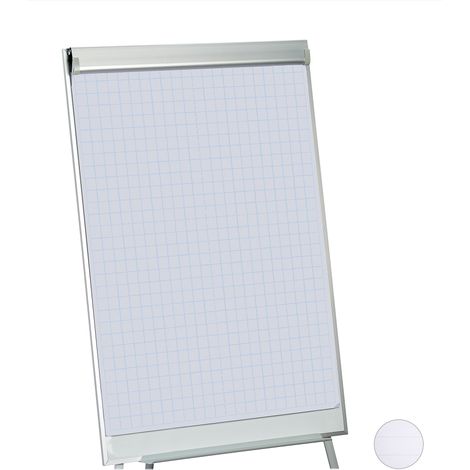 Relaxdays Flipchart Papier, kariertes Moderationspapier, Block à 50 Blatt, 60 g/m², 6-fache Lochung, 57,5 x 81 cm, weiß (1/5)