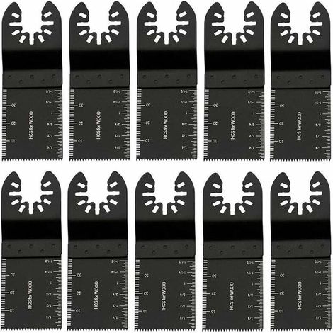 Lot de 10 lames oscillantes pour outils multifonctions - Précision pour bois et métal - Lames de scie oscillantes universelles pour outils multifonctions à dégagement rapide (1/5)