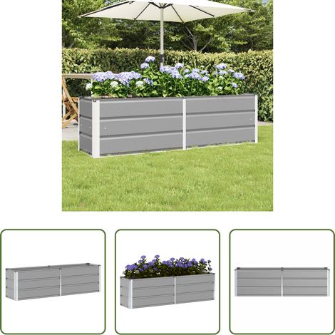 Terrassenkübel - Pflanzkübel Hellgrau 160 x 40 x 45 cm Stahl (1/5)