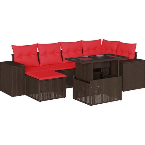 Maison Exclusive - Set Divani da Giardino 7 pz con Cuscini Marrone in Polyrattan (1/5)