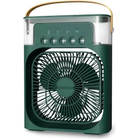Ventilateur climatiseur portable, mini refroidisseur évaporatif, avec lumière LED 7 couleurs, 3 vitesses de ventilation et 3 modes de pulvérisation. (1/5)