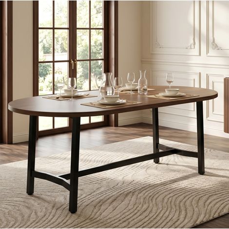 MEUBLIV Table à manger 180x80 cm marron – coins arrondis (1/5)