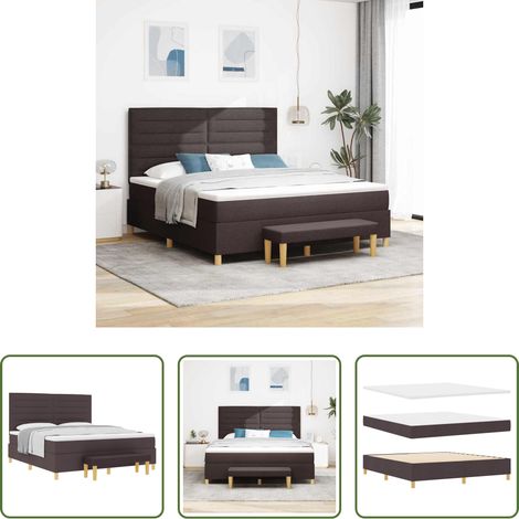 Matratze -  Boxspringbett mit Matratze Dunkelbraun 180 x 200 cm Stoff (1/5)