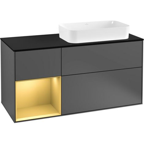 V&B Waschtischunterschrank Wandbeleuchtung Finion 120cm, Pl b m, Reg li gol m, Anthrac. m (1/2)