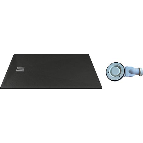 Piatto per doccia da posare o da incasso con sifone 140 x 90 cm in Resina Nero - MIRNOSA