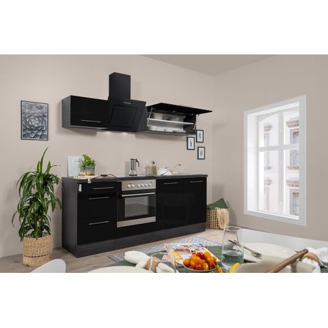 Cuisine Kitchenette Chêne Noir Amanda 210 cm Respekta Premium